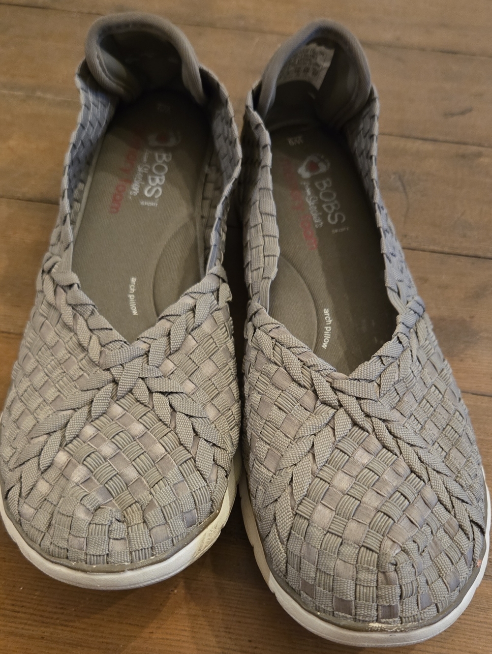 Skechers BOBS Woven Slip-On Flats in Gray